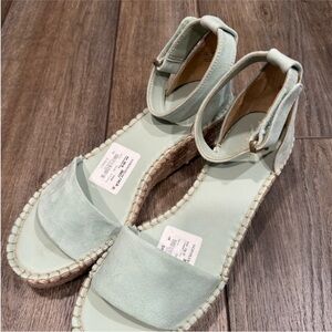New Franco Sarto Women Mint Green Ankle Strap Espadrille Sandals 9.5